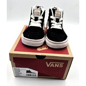 Vans SK8-Hi Top Zip Black / White Toddlers Skate Shoes Sneakers Size 3.5
